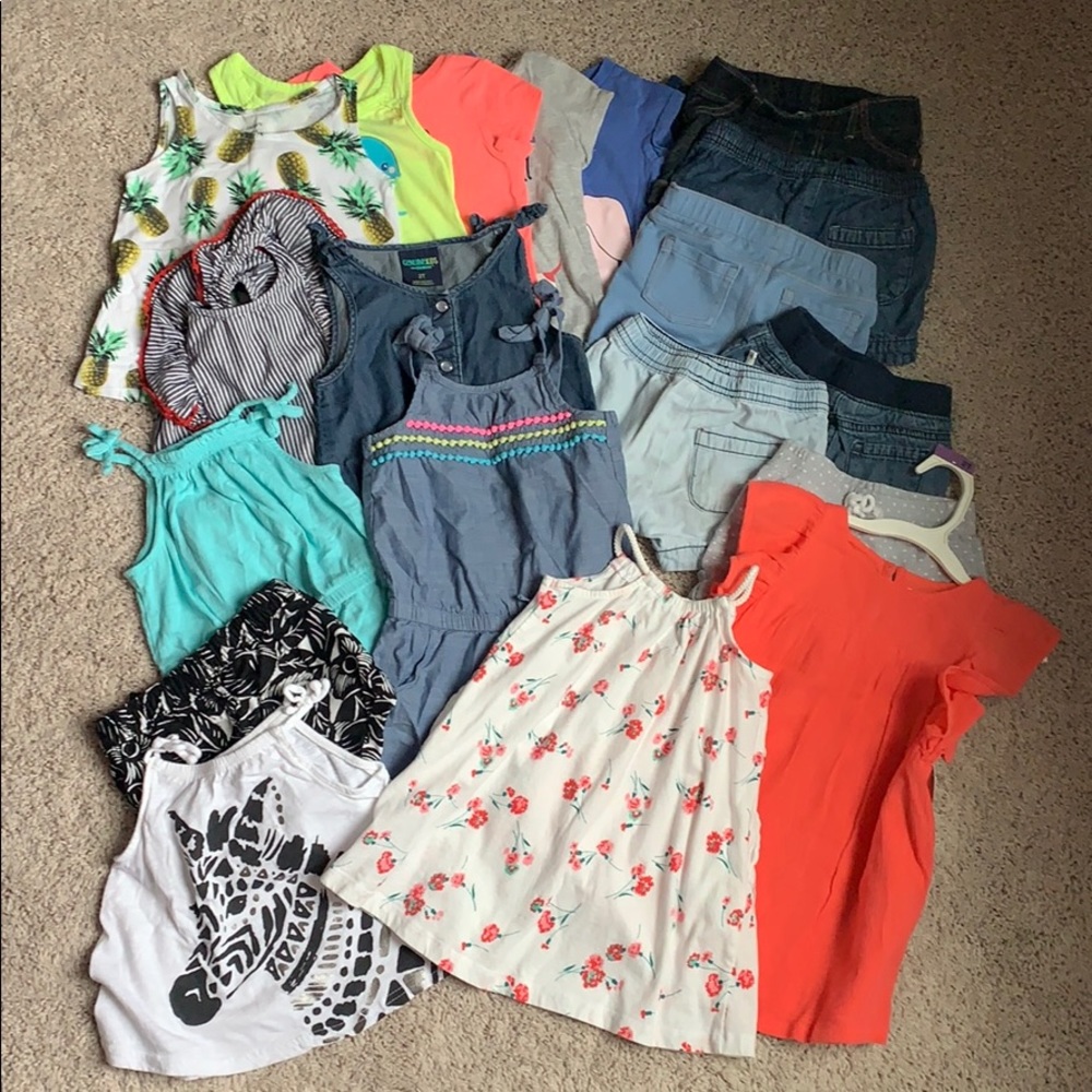 2T LARGE LOT SUMMER shorts, tees, rompers, dresses